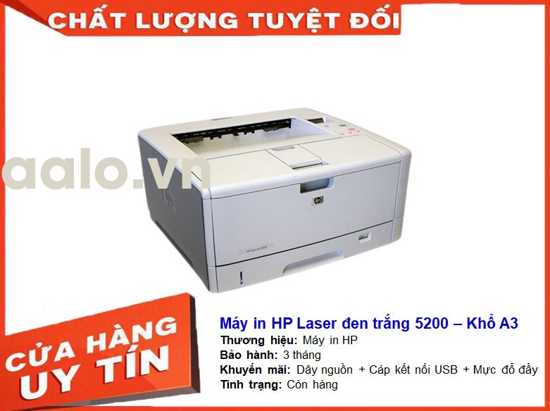 Máy in HP Laser đen trắng 5200 - Khổ A3 Kèm hộp mực , dây nguồn , dây usb mới -  aalo.vn